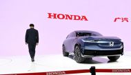 A Honda EV car is displayed at the Beijing Auto Show in Beijing on September 26, 2020. / AFP / WANG Zhao