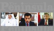 FROM LEFT: Qatar Chamber Chairman Sheikh Khalifa bin Jassim Al Thani; Qatar’s Ambassador to Turkey H E Salem bin Mubarak Al Sha?; and Turkey’s Ambassador to Qatar H E Mehmet Mustafa Göksu speaking during the Qatar-Turkey Business Forum held virtually, yes