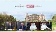UDC Chairman Turki bin Mohammed Al Khater (second right); Ibrahim Jassim Al Othman (right), UDC President and CEO and Member of the UDC Board; Alfred Pisani (second left), Founder and Chairman of Corinthia Hotels; and Simon Naudi, CEO of Corinthia Hotels,