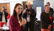 Labour Leader Jacinda Ardern visits Labour Election Day volunteers as polling booths open on election day for the 2020 General Election of New Zealand in Auckland on October 17, 2020. AFP / MICHAEL BRADLEY