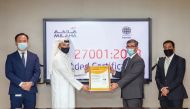 President and CEO of Milaha Group, Abdulrahman Essa Al Mannai, receiving the ISO  27001 certificate in Doha recently. 