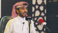 Chairman of the Local Organizing Committee of Qatar East-to-West Ultra Run, Abdullah Al Dosari, addressing  a press conference in Doha yesterday.  