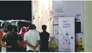 Residents of Workers’ Housing in Al-Khor waiting for their trun at the blood donation facility in Al Khor, recently.  