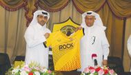 Qatar Sports Club and Rock Real Estate Investment Company representatives during the sponsorship signing ceremony.