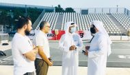 Director of Sports Affairs at Qatar Olympic Committee, Khalil Al Jaber, and officials reviewing the preparations at Al Gharafa Beach Courts ahead of the FIBA 3x3 World Tour Doha Masters which will take place on November 20 and 21.