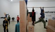Palestinian Parkour enthusiasts exercise in a training facility in Gaza City December 16, 2020. Reuters/Mohammed Salem