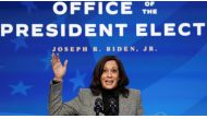 U.S. Vice President-elect Kamala Harris speaks after U.S. President-elect Joe Biden introduced key members of his White House science team at his transition headquarters in Wilmington, Delaware, U.S., January 16, 2021 REUTERS/Kevin Lamarque/File Photo