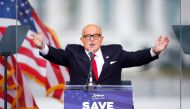 File photo of Rudy Giuliani as he speaks as Trump supporters gather by the White House ahead of his speech to contest the certification by the U.S. Congress of the results of the 2020 U.S. presidential election in Washington, U.S, January 6, 2021. Reuters