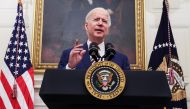 U.S. President Joe Biden speaks about his administration's plans to respond to the economic crisis during a coronavirus disease (COVID-19) response event in the State Dining Room at the White House in Washington, U.S., January 22, 2021. REUTERS/Jonathan E