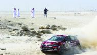 Nasser Saleh Al Attiyah tests his VW before the Qatar International Rally