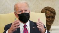 U.S. President Joe Biden speaks during an economic briefing with Treasury Secretary Janet Yellen in the Oval Office at the White House in Washington, U.S., January 29, 2021. REUTERS/Kevin Lamarque