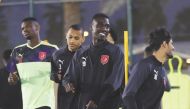 Al Duhail players taking part in a training session yesterday ahead of their 2020 FIFA Club World Cup match against Egypt's Al Ahly which will take place today. Pic: Twitter/DuhailSC