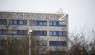 The logo of the German branch of British-Swedish pharmaceutical company AstraZeneca is pictured in Wedel near Hamburg, Germany, March 1, 2021. REUTERS/Cathrin Mueller
