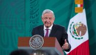 Mexican President Andres Manuel Lopez Obrador speaks during a news conference at the National Palace in Mexico City, Mexico March 2, 2021. Mexico's Presidency/Handout via REUTERS