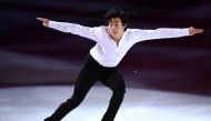 Jan 17, 2021; Las Vegas, Nevada, USA; Nathan Chen performs during the Skating Spectacular event at the 2021 U.S. Figure Skating Championships at Orleans Arena. Mandatory Credit: Orlando Ramirez-USA TODAY Sports/File Photo