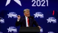 Former U.S. President Donald Trump speaks at the Conservative Political Action Conference (CPAC) in Orlando, Florida, U.S. February 28, 2021. REUTERS/Joe Skipper/File Photo