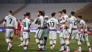 Portugal's Diogo Jota celebrates scoring their second goal with teammates Reuters/Novak Djurovic
