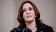 FILE PHOTO: U.S. Vice President Kamala Harris speaks after a jury reached guilty verdicts in the murder trial of former Minneapolis police officer Derek Chauvin stemming from George Floyd's deadly arrest, in the Cross Hall at the White House in Washington