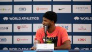 Qatari hurdler
Abderrahman Samba
speaks during a press
conference held in
Doha yesterday.