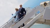 US President Joe Biden and first lady Jill Biden deplane Air Force One at Joint Base Langley-Eustis in Hampton, Virginia, US on May 28, 2021. (Reuters/Ken Cedeno)