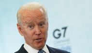 U.S. President Joe Biden reacts during a news conference at the end of the G7 summit, at Cornwall Airport Newquay, Britain, June 13, 2021. REUTERS/Kevin Lamarque

