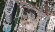 A satellite view shows the collapsed Champlain Towers condo building, in Surfside near Miami Beach, Florida, U.S., July 3, 2021. @Maxar Technologies/Handout via REUTERS