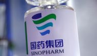FILE PHOTO: Signage of Sinopharm is seen at the 2020 China International Fair for Trade in Services (CIFTIS), following the COVID-19 outbreak, in Beijing, China September 5, 2020. REUTERS/Tingshu Wang/File Photo
