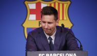 Lionel Messi during the press conference Reuters/Albert Gea
