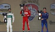 The podium winners: Marcus Ericsson, Scott Dixon and James Hinchcliffe