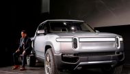 R.J. Scaringe, Rivian's CEO, introduces his company's R1T all-electric pickup truck at Los Angeles Auto Show in Los Angeles, California, U.S. November 27, 2018. REUTERS/Mike Blake/File Photo