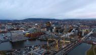 A general view of the cityscape with the new Munch Museum, also called Lambda, to the left, in the Bjorvika neighbourhood in Oslo, Norway November 17, 2020. NTB SCANPIX/Cornelius Poppe via REUTERS