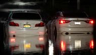 Abandoned cars are left on a flooded highway, as local media reported the remnants of Tropical Storm Ida bringing drenching rain and the threat of flash floods and tornadoes to parts of the northern mid-Atlantic, in the Queens borough of New York City, U.
