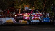 Middle East Rally Champion Nasser Saleh Al Attiyah drives during the Super Special Stage.