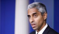 FILE PHOTO: United States Surgeon General Vivek Murthy delivers remarks during a news conference with White House Press Secretary Jen Psaki at the White House in Washington, U.S., July  15, 2021. REUTERS/Tom Brenner/File Photo
