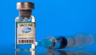 File photo: A vial labelled with the Pfizer-BioNTech coronavirus disease (COVID-19) vaccine is seen in this illustration picture taken March 19, 2021. REUTERS/Dado Ruvic/Illustration/File Photo