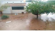 A tree stands amongst flood waters in Aigues-Vives, Gard, France September 14, 2021, in this screen grab obtained from a social media video. @STAWIXBLINK/via REUTERS