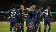 Paris St Germain's Mauro Icardi celebrates scoring their second goal with teammates REUTERS/Benoit Tessier
