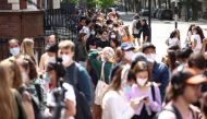 People queue outside a vaccination centre for young people and students at the Hunter Street Health Centre, amid the coronavirus disease (COVID-19) outbreak, in London, Britain, June 5, 2021. REUTERS/Henry Nicholls