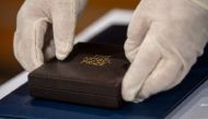 The box containing the Nobel Prize medal in physics is pictured before being awarded to German scientist Reinhard Genzel in Munich, Germany, December 8, 2020. Peter Kneffel/Pool via REUTERS