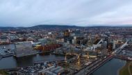 A general view of the cityscape with the new Munch Museum, also called Lambda, to the left, in the Bjorvika neighbourhood in Oslo, Norway November 17, 2020. NTB SCANPIX/Cornelius Poppe via REUTERS