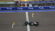 Mercedes' Lewis Hamilton crosses the line to win the race REUTERS/Anton Vaganov
