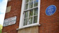 English Heritage's blue plaque to Diana, Princess of Wales marking the flat where she lived at the time of her engagement to Charles, Prince of Wales is pictured in London, Britain, September 29, 2021. REUTERS/Beresford Hodge
