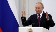 Russia's President Vladimir Putin addresses newly-elected members of the lower house of parliament, the State Duma, in Moscow, Russia October 12, 2021. Sputnik/Sergei Bobylyov