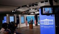 U.S. President Joe Biden delivers an update on the administration's coronavirus disease (COVID-19) response and the vaccination program during remarks at the White House in Washington, U.S., October 14, 2021. REUTERS/Leah Millis
