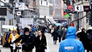 People walk on a street as stores reopen amid the coronavirus disease (COVID-19) pandemic in Copenhagen, Denmark March 1, 2021. Ritzau Scanpix/Philip Davali via REUTERS/File Photo
