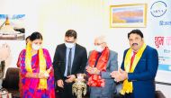 Ambassador of Nepal to Qatar Dr. Narad Nath Bharadwaj with other officials celebrating the festival.