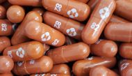 FILE PHOTO: An experimental COVID-19 treatment pill, called molnupiravir and being developed by Merck & Co Inc and Ridgeback Biotherapeutics LP, is seen in this undated handout photo released by Merck & Co Inc and obtained by Reuters May 17, 2021. Merck &