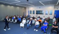 Aspire Academy Director of Football Performance and Science, Professor Valter Di Salvo makes his presentation.