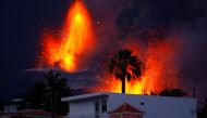 The Cumbre Vieja volcano continues to erupt, as seen from El Paso, on the Canary Island of La Palma, Spain, October 25, 2021. REUTERS/Borja Suarez