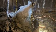 The wreckage of the Antonov An-12 cargo plane is seen at the crash site in Irkutsk region, Russia November 3, 2021. Press service of the Governor of the Irkutsk region/Handout via REUTERS


